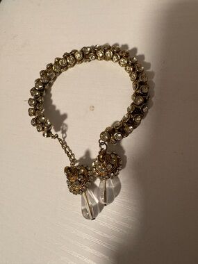 Gold-Tone Crystal Drop Bracelet with Clear Teardrops